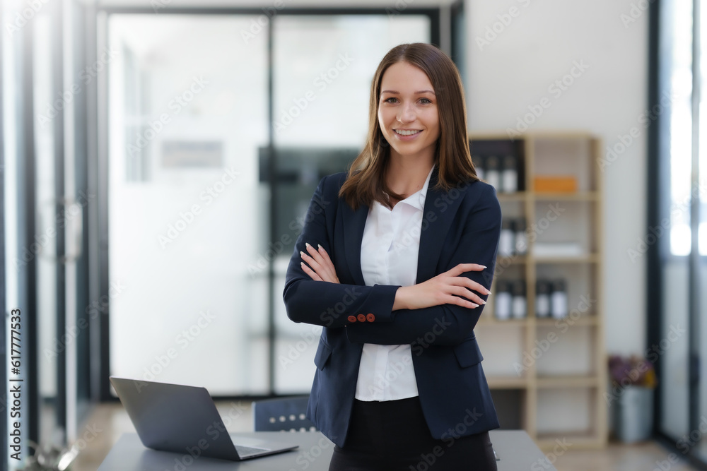 Confident Businesswoman Standing in Office with Professional Demeanor. Modern Asian Business Professional. Ambitious Entrepreneur. Elegant Business woman in Stylish Office Setting Confident Businesswoman Standing in Office with Professional Demeanor. Modern Asian Business Professional. Ambitious Entrepreneur. Elegant Business woman in Stylish Office Setting