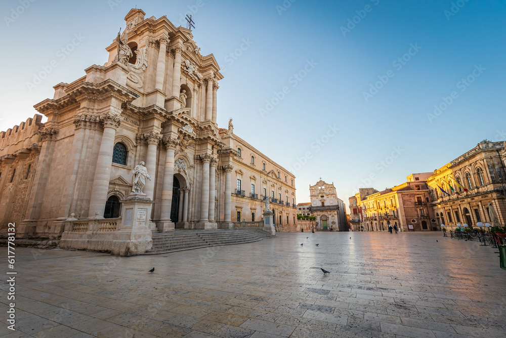 View of Syracuse Cathedral at Dawn, Sicily, Italy, Europe, World Heritage Site
