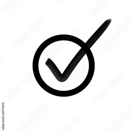 Hand drawn check signs. Doodle v mark for list items, checkbox chalk icons and sketch checkmarks. Vector checklist marks icon