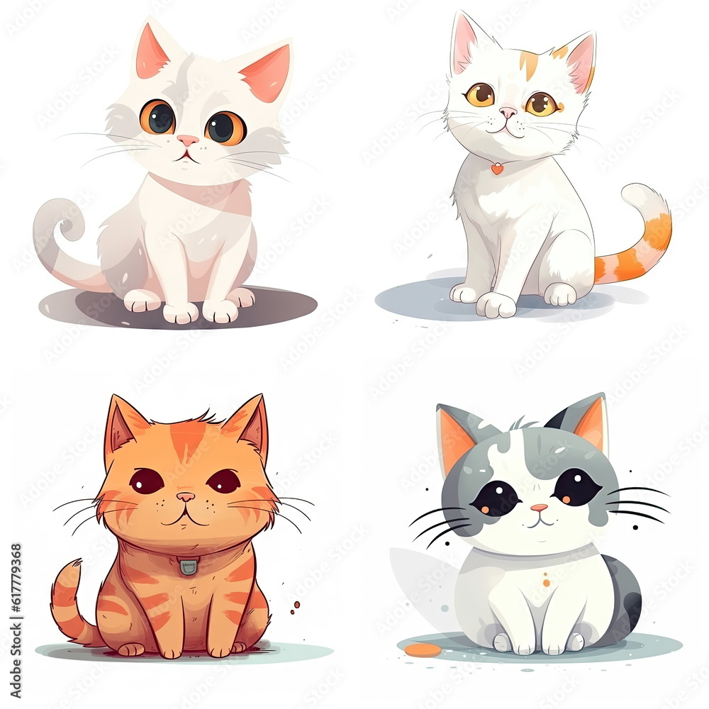 Obraz premium Cartoon character of cat on white background
