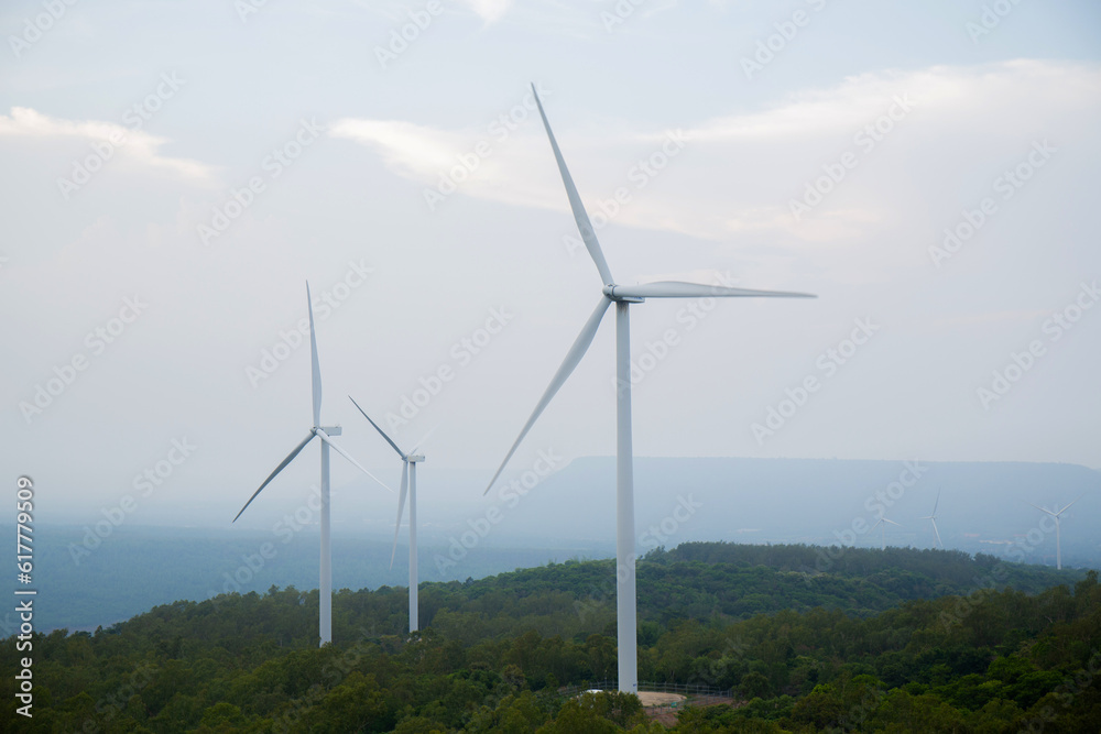 Electric poles, wind turbines, to generate electricity from natural winds