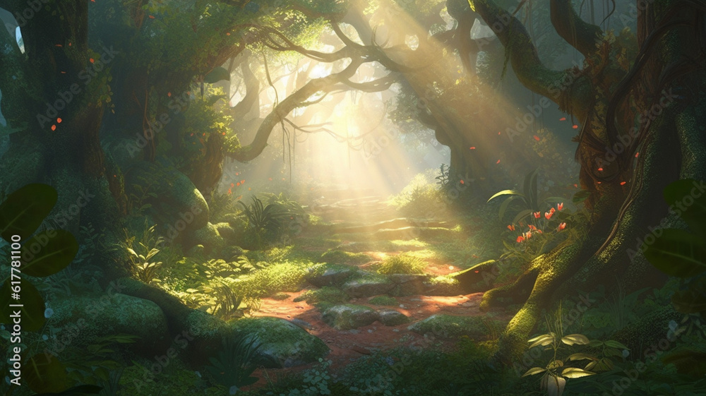 scene with rays of light Superb anime-styled and DnD environment