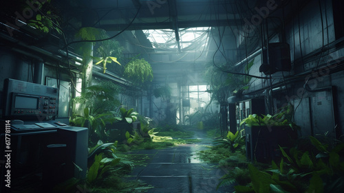 old abandoned factory Superb anime-styled and DnD environment