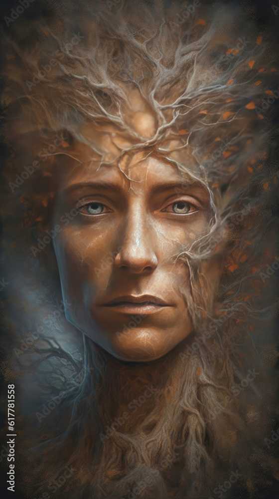 A Face and Tree in Harmonious Unity. Generative AI A Face and Tree in Harmonious Unity. Generative AI
