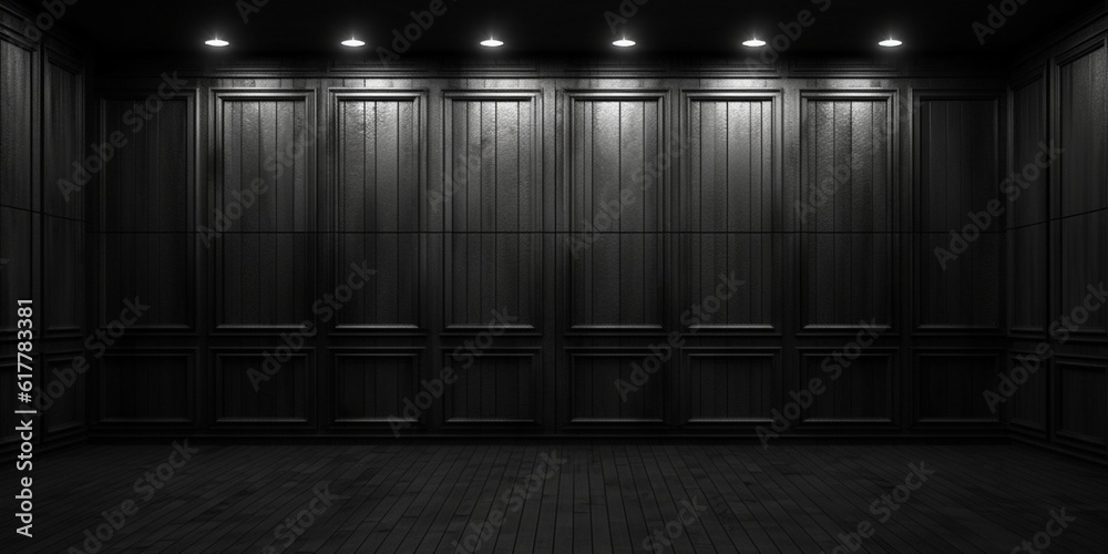 Black wall and sun light shadow space background, AI Generated Black wall and sun light shadow space background, AI Generated