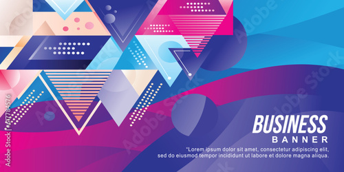 Abstract banner background with geometric shape and wavy design vector