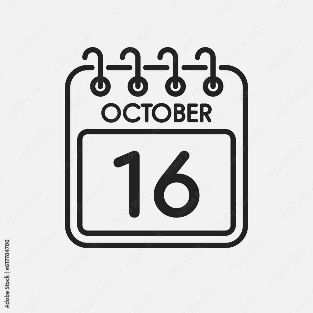 Icon page calendar day - 16 October Icon page calendar day - 16 October