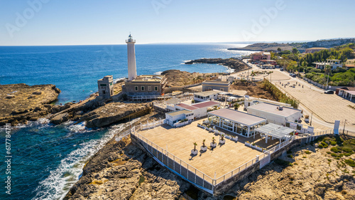 Aerial View of Augusta Lighthouse, Syracuse, Sicily, Italy, Europe photo