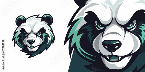 Elevate Team Spirit with the Wild Panda Head Logo Mascot: Striking Vector Graphic for Sport and E-Sport Teams
