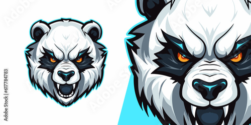 Stand Out from the Crowd: Wild Panda Head Logo Mascot Symbolizes Strength for Sport and E-Sport Teams
