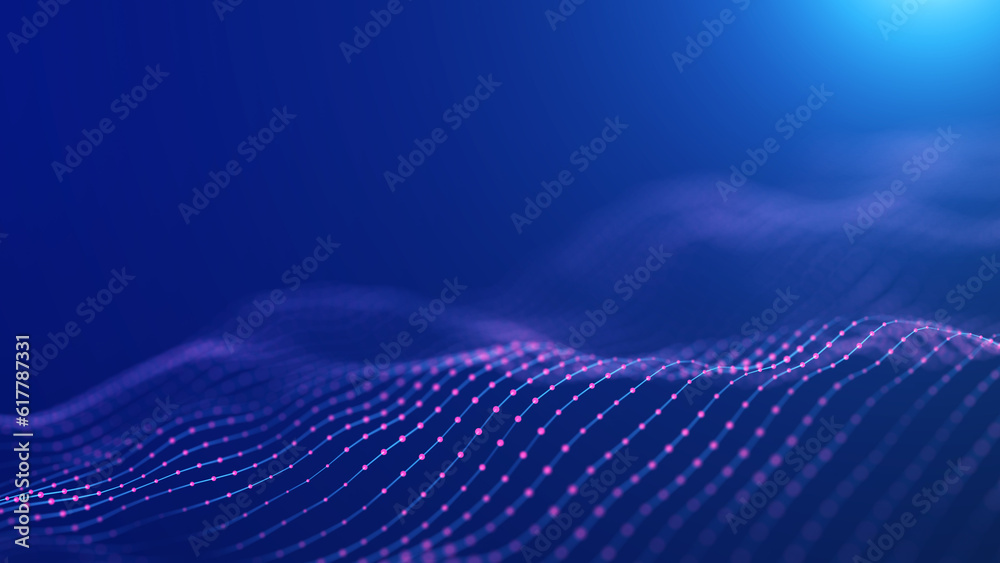 Futuristic wave of smooth lines.Wire network technologies.Cyber security background. 3D rendering. Futuristic wave of smooth lines.Wire network technologies.Cyber security background. 3D rendering.
