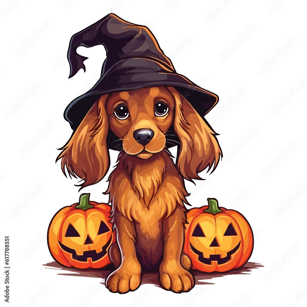 Halloween Howler: Adorable Irish Setter Puppy in Festive Spirit