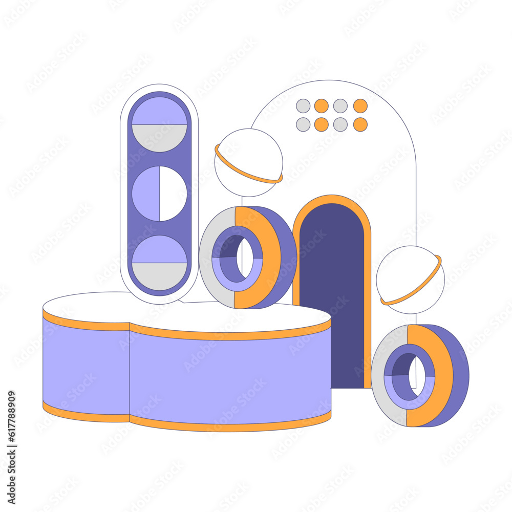 Abstract Shape Composition with Blue and Orange Figures Vector Illustration Abstract Shape Composition with Blue and Orange Figures Vector Illustration