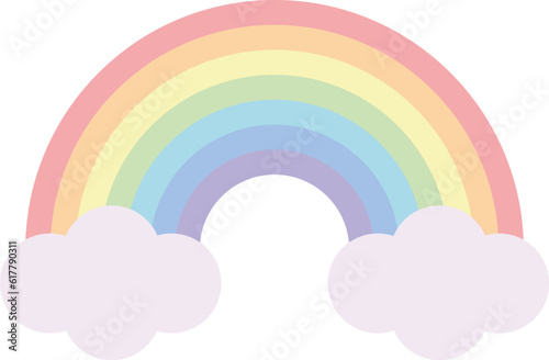 Rainbow with clouds 2D vector illustration icon