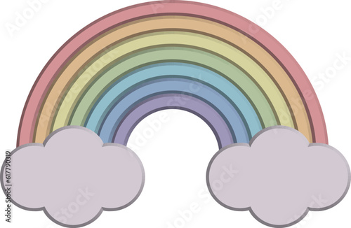 Rainbow with clouds 3D vector illustration icon