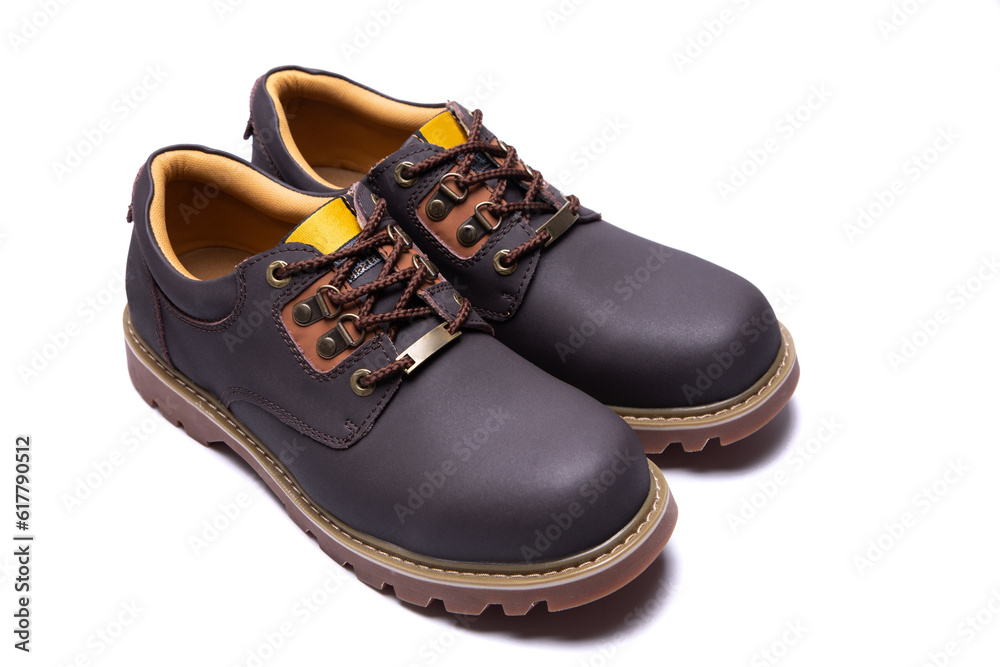 Men's casual work boots on a white Isolate background