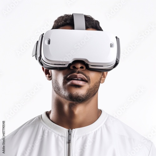 man with a virtual reality set helmet