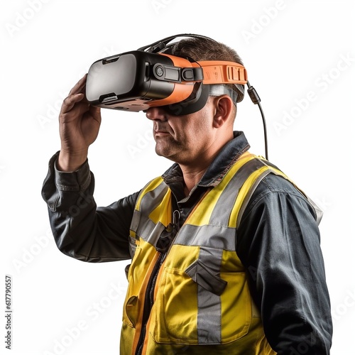 man with helmet and goggles virtual reality