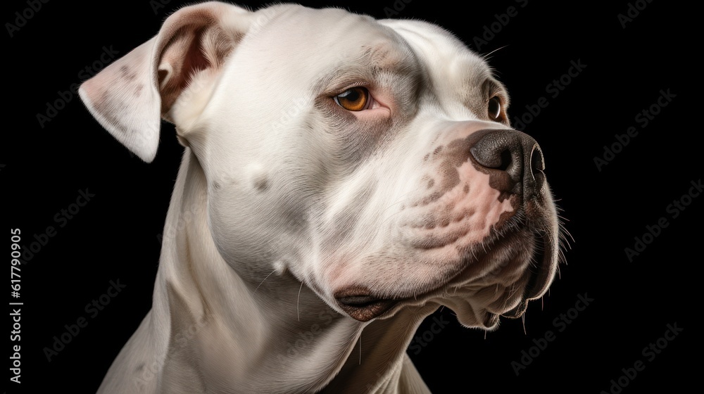 american bulldog white on black background