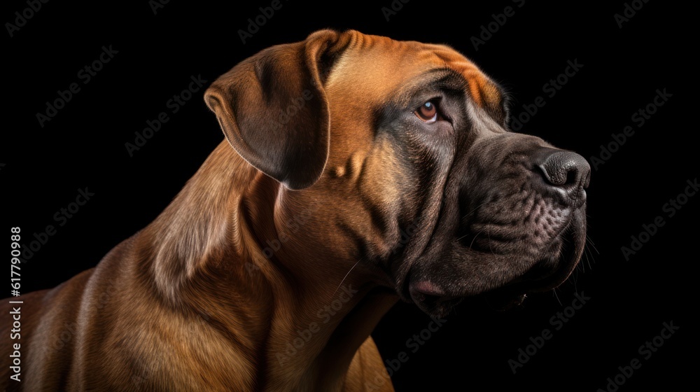 boerboel dog on black background