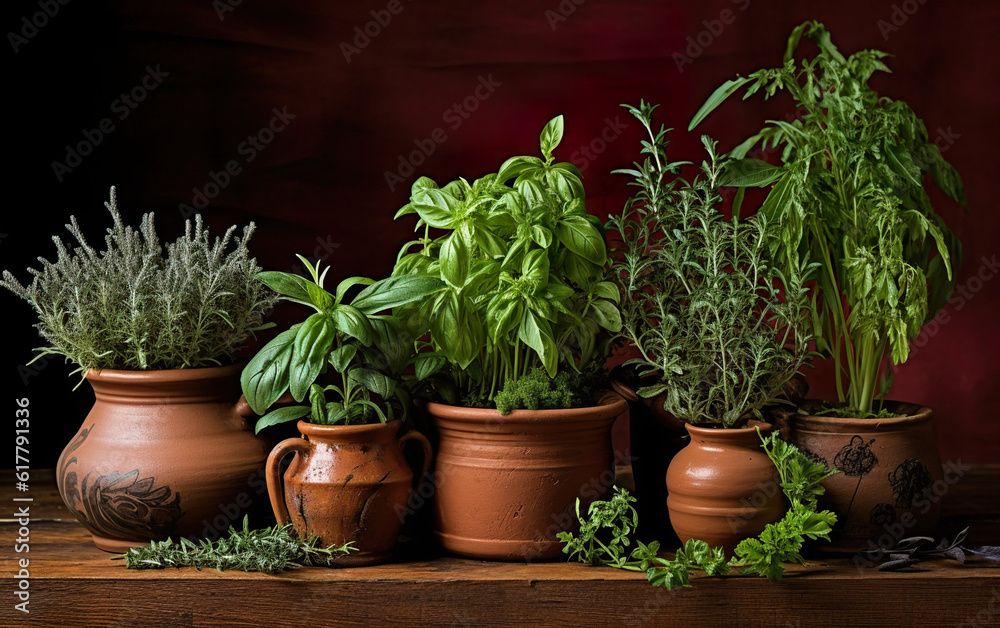 Plants in pots created with Generative AI technology Plants in pots created with Generative AI technology