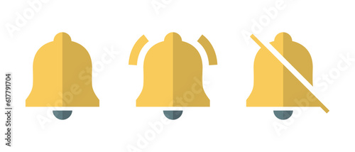 Notification bell icon vector in flat style. Simple bells concept