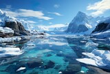 Melting glaciers of Antarctica. Generative AI.