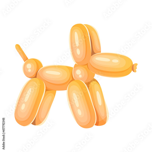 Dog helium balloon yellow color. Cartoon vector Illustration.
