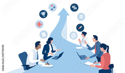 Business Strategy. Growth. Successful Business Plan. Business vector illustration.

