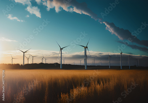 windkraft solar himmel windenergie windräder windpark windstrom erneuerbare energie - generative ki / Ai erstellt photo