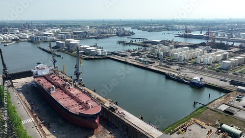 Rotterdam, 9th of June 2023, The Netherlands. Large drydock and ship repair and maintenance facility in the port of Rotterdam. photo