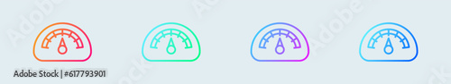 Speed meter line icon in gradient colors. Scale signs vector illustration.