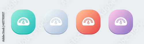 Speed meter solid icon in flat design style. Scale signs vector illustration.
