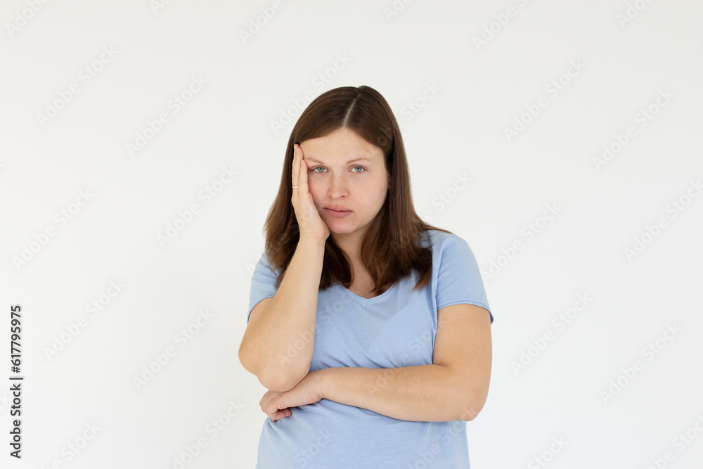 doubt and confusion concept - portrait of confused beautiful woman expressing distrust and suspicion,studio shot on white background doubt and confusion concept - portrait of confused beautiful woman expressing distrust and suspicion,studio shot on white background