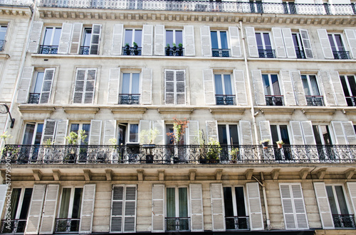 Facade of the old building in Paris stock photo