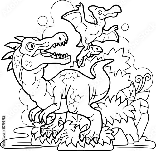 funny prehistoric dinosaurs coloring book