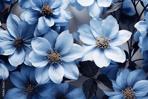 Botanical blue flower watercolor bouquet elegance blooming. Generative AI © kardaska