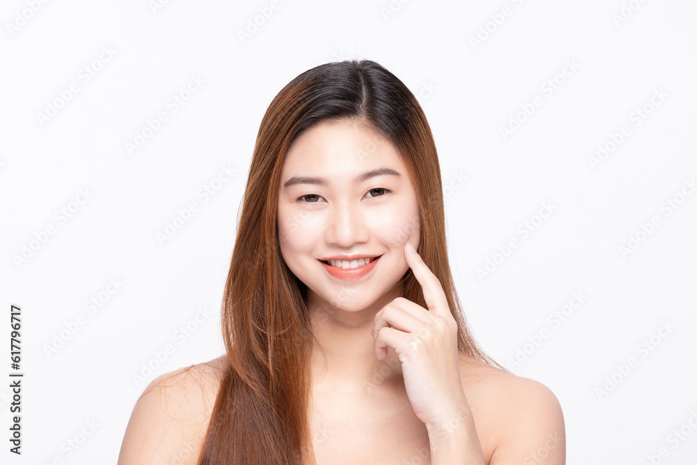 Beautiful Asian woman touching soft cheek smile with clean and fresh skin Happiness and cheerful with positive emotional,isolated on white background,Beauty Self Care and Cosmetics Concept Beautiful Asian woman touching soft cheek smile with clean and fresh skin Happiness and cheerful with positive emotional,isolated on white background,Beauty Self Care and Cosmetics Concept