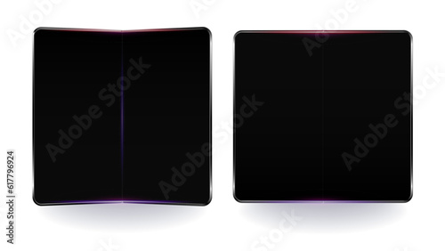 Folded smartphone display mockup vector object background