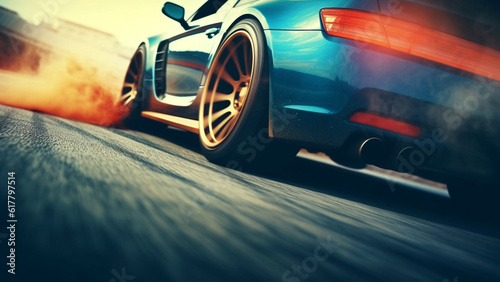 Car wheel drifting, Sport Car Raceing on race track. © Tech Hendra