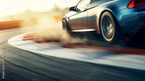 Car wheel drifting, Sport Car Raceing on race track.