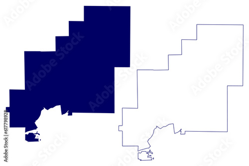 Greater Sudbury city (Canada, Ontario Province, North America) map vector illustration, scribble sketch Grand Sudbury map photo