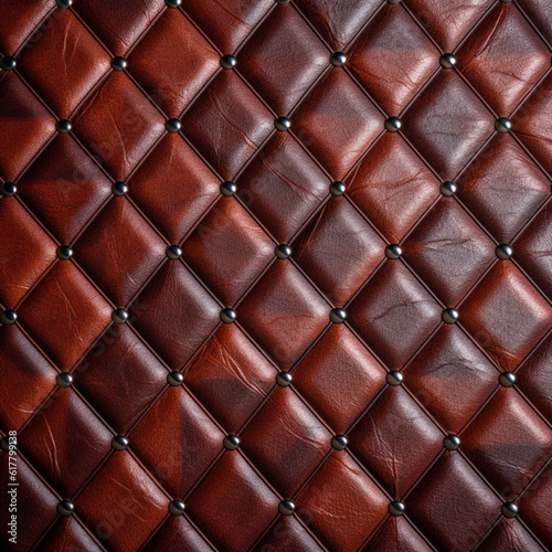 Fondo con detalle y textura de superficie de cuero de color marron, con patron geometrico y textura suave