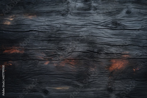 Dark charred wood planks background. photo