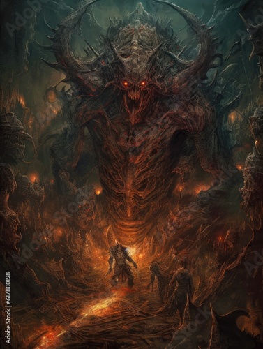 Diablo epic dark fantasy illustration, magic the gethering, horror, creepy, generative ai art