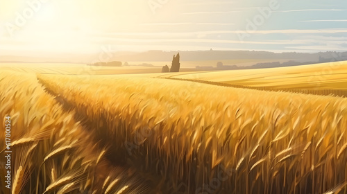 wheat field at sunset made by midjeorney