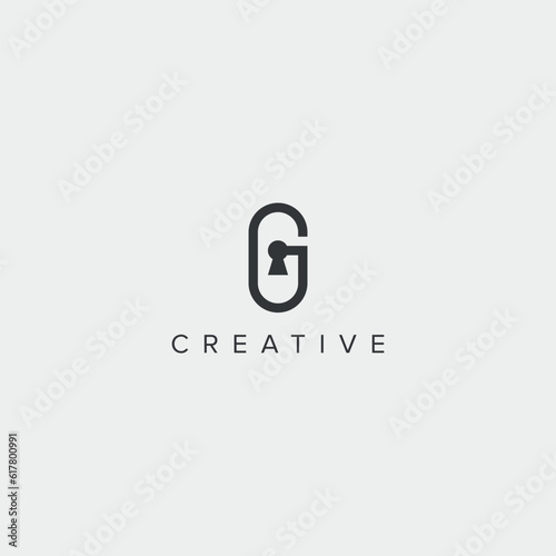 Alphabet G letter lock logo vector template illustration.