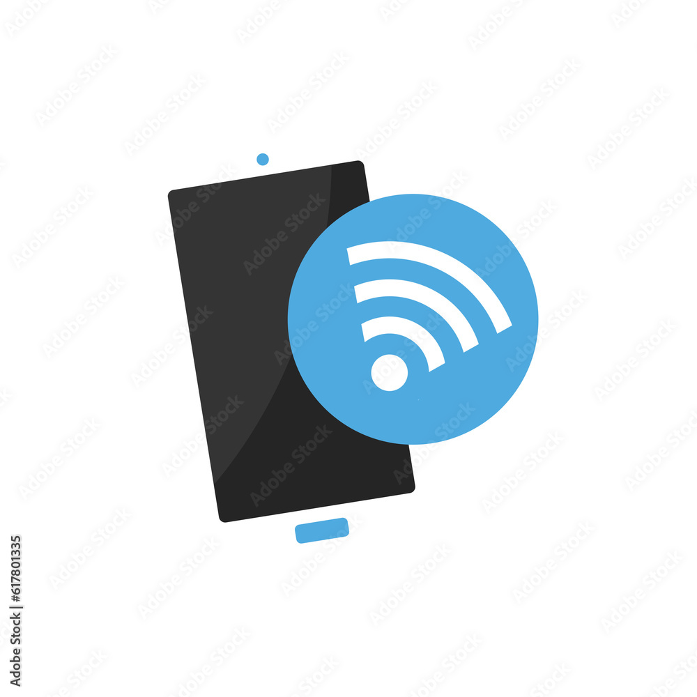blue smartphone and wifi signal icon blue smartphone and wifi signal icon