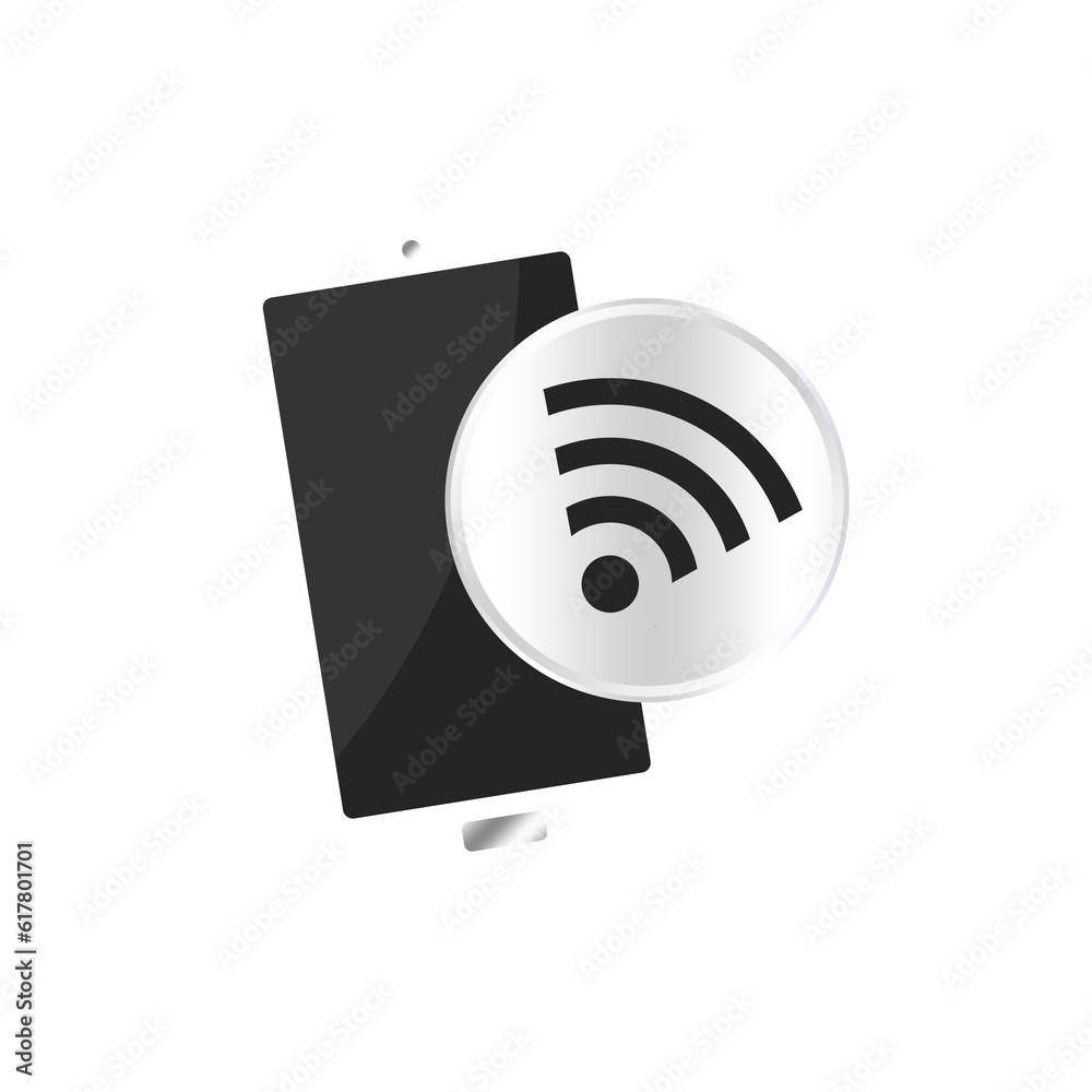 silver smartphone and wifi signal icon silver smartphone and wifi signal icon