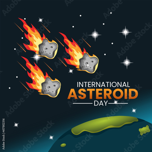 vector design International Asteroid Day great for international asteroid day celebrations. flat design. flat ilustration. vektor